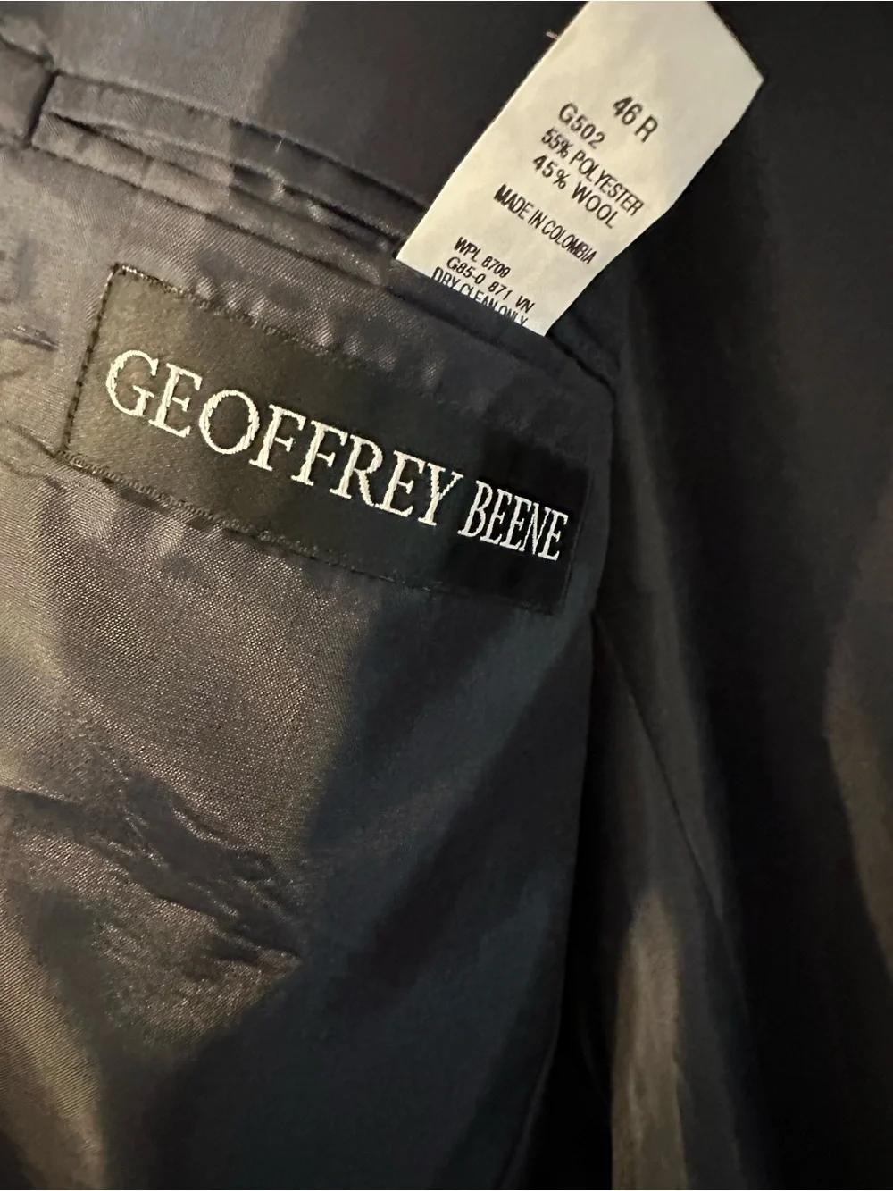 Geoffrey Beene men’s 46R navy wool blend blazer gold button